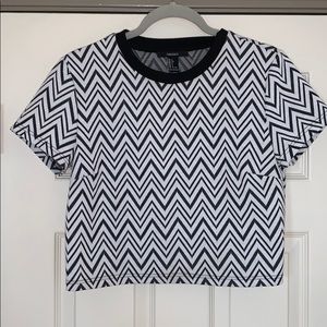 Black & White Zigzag Crop Top